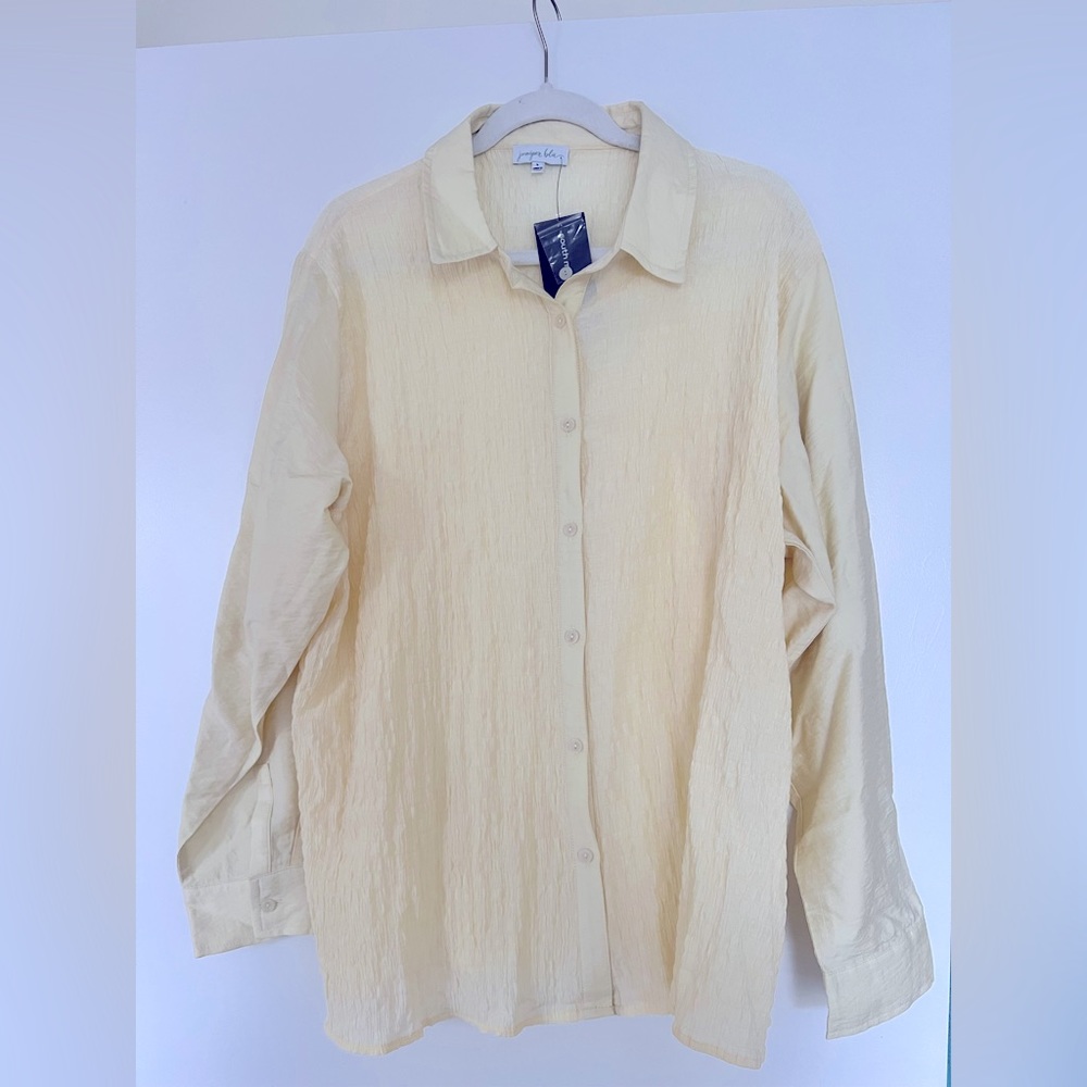 South Moon Under yellow textured button down blouse (never worn- size L)